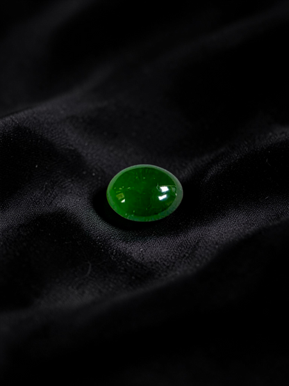 Certified MADE IN JAPAN 1.43 cts. Intense Imperial Green Burmese A-Jadeite Oval Cabochon Loose Stone LS31