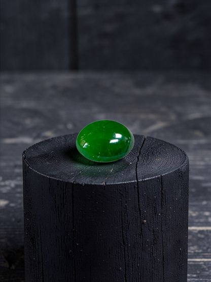 Certified MADE IN JAPAN 1.43 cts. Intense Imperial Green Burmese A-Jadeite Oval Cabochon Loose Stone LS31