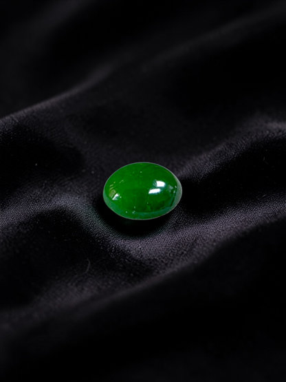 Certified MADE IN JAPAN 1.43 cts. Intense Imperial Green Burmese A-Jadeite Oval Cabochon Loose Stone LS31