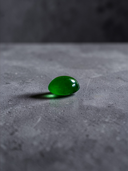 Certified MADE IN JAPAN 1.43 cts. Intense Imperial Green Burmese A-Jadeite Oval Cabochon Loose Stone LS31