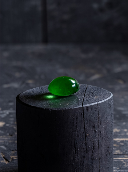 Certified MADE IN JAPAN 1.43 cts. Intense Imperial Green Burmese A-Jadeite Oval Cabochon Loose Stone LS31