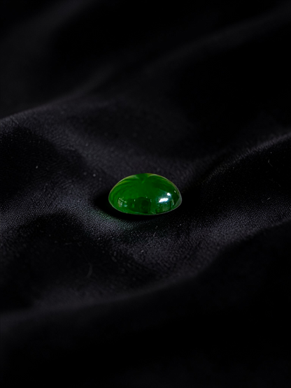 Certified MADE IN JAPAN 1.43 cts. Intense Imperial Green Burmese A-Jadeite Oval Cabochon Loose Stone LS31