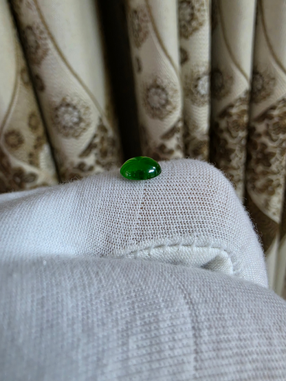 Certified MADE IN JAPAN 1.43 cts. Intense Imperial Green Burmese A-Jadeite Oval Cabochon Loose Stone LS31