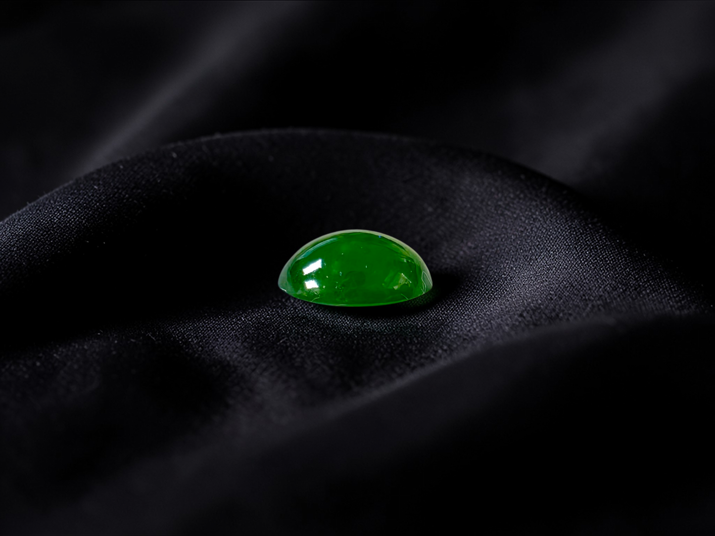 Certified MADE IN JAPAN 1.43 cts. Intense Imperial Green Burmese A-Jadeite Oval Cabochon Loose Stone LS31