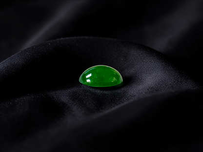 Certified MADE IN JAPAN 1.43 cts. Intense Imperial Green Burmese A-Jadeite Oval Cabochon Loose Stone LS31