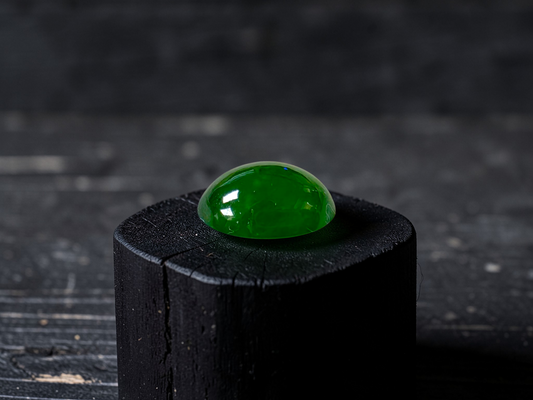 Certified MADE IN JAPAN 1.43 cts. Intense Imperial Green Burmese A-Jadeite Oval Cabochon Loose Stone LS31