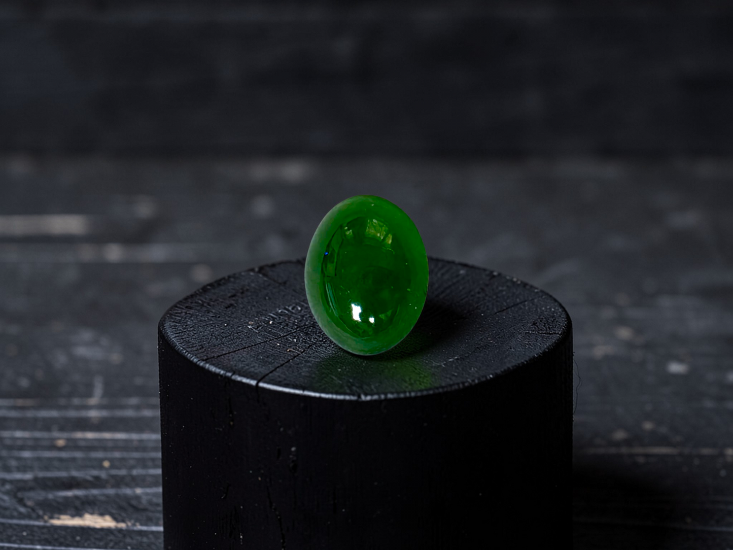 Certified MADE IN JAPAN 1.43 cts. Intense Imperial Green Burmese A-Jadeite Oval Cabochon Loose Stone LS31