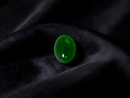 Certified MADE IN JAPAN 1.43 cts. Intense Imperial Green Burmese A-Jadeite Oval Cabochon Loose Stone LS31