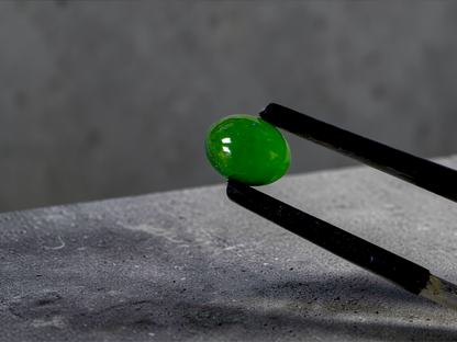 Certified MADE IN JAPAN 1.43 cts. Intense Imperial Green Burmese A-Jadeite Oval Cabochon Loose Stone LS31