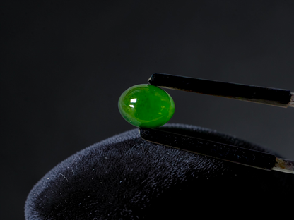 Certified MADE IN JAPAN 1.43 cts. Intense Imperial Green Burmese A-Jadeite Oval Cabochon Loose Stone LS31