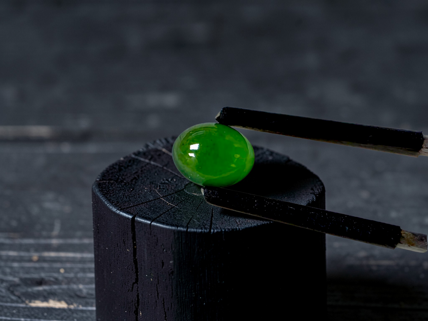 Certified MADE IN JAPAN 1.43 cts. Intense Imperial Green Burmese A-Jadeite Oval Cabochon Loose Stone LS31
