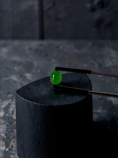 Certified MADE IN JAPAN 1.43 cts. Intense Imperial Green Burmese A-Jadeite Oval Cabochon Loose Stone LS31