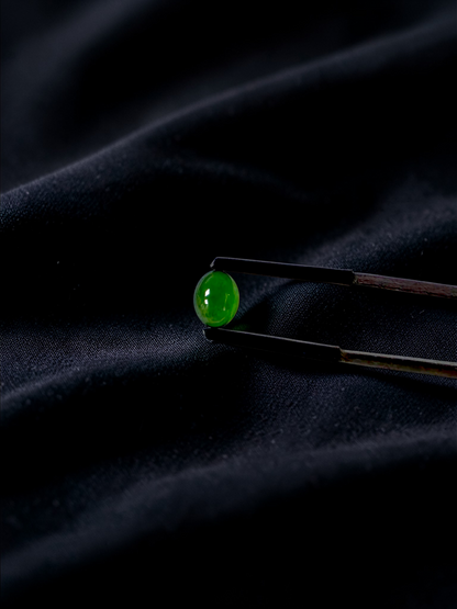 Certified MADE IN JAPAN 1.43 cts. Intense Imperial Green Burmese A-Jadeite Oval Cabochon Loose Stone LS31