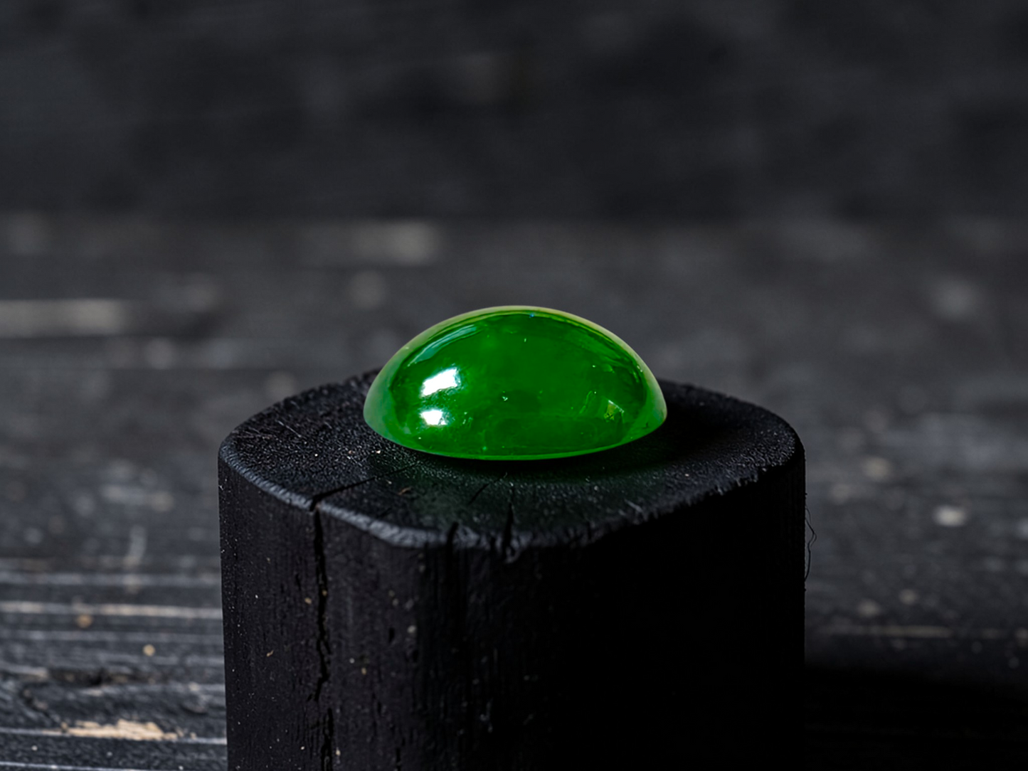 Certified MADE IN JAPAN 1.43 cts. Intense Imperial Green Burmese A-Jadeite Oval Cabochon Loose Stone LS31
