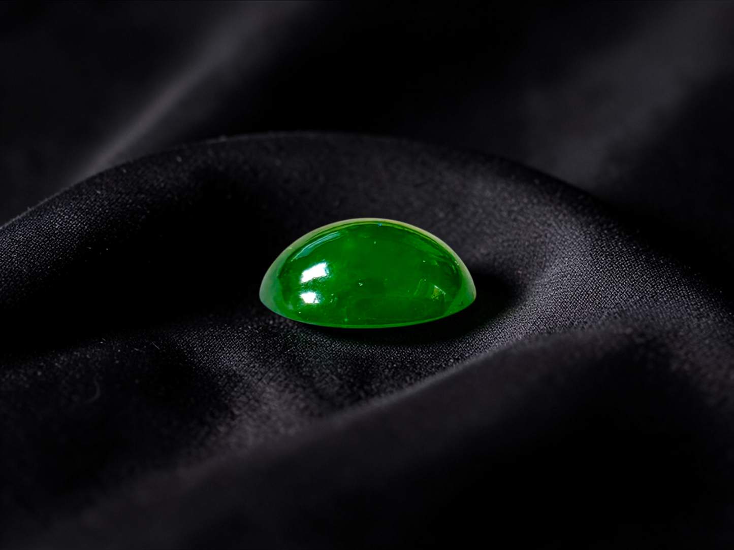 Certified MADE IN JAPAN 1.43 cts. Intense Imperial Green Burmese A-Jadeite Oval Cabochon Loose Stone LS31