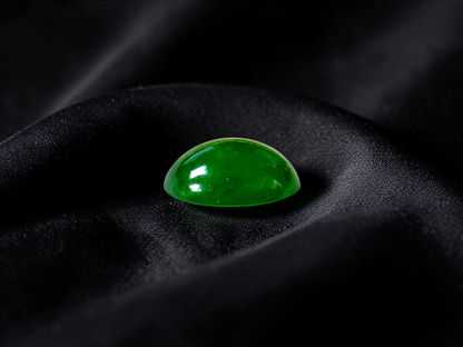 Certified MADE IN JAPAN 1.43 cts. Intense Imperial Green Burmese A-Jadeite Oval Cabochon Loose Stone LS31