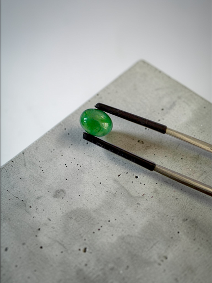 Certified MADE IN JAPAN 1.888 cts. Intense Deep Green Burmese A-Jadeite Oval Cabochon Loose Stone LS32