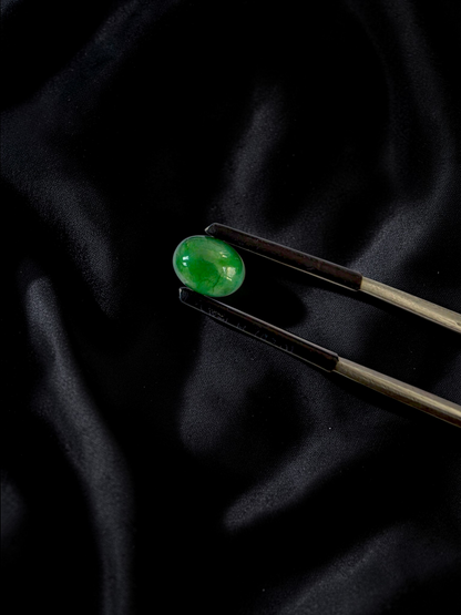 Certified MADE IN JAPAN 1.888 cts. Intense Deep Green Burmese A-Jadeite Oval Cabochon Loose Stone LS32