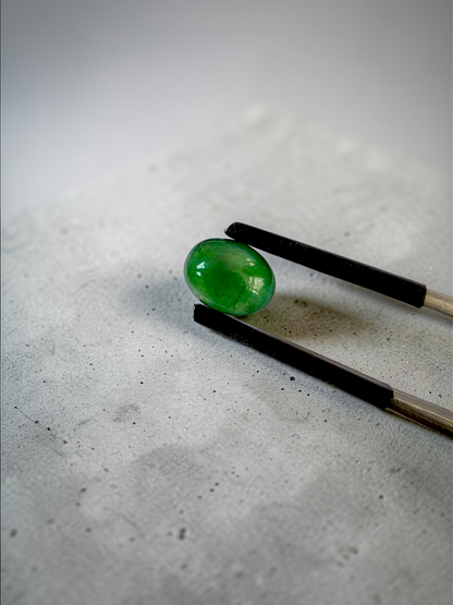 Certified MADE IN JAPAN 1.888 cts. Intense Deep Green Burmese A-Jadeite Oval Cabochon Loose Stone LS32