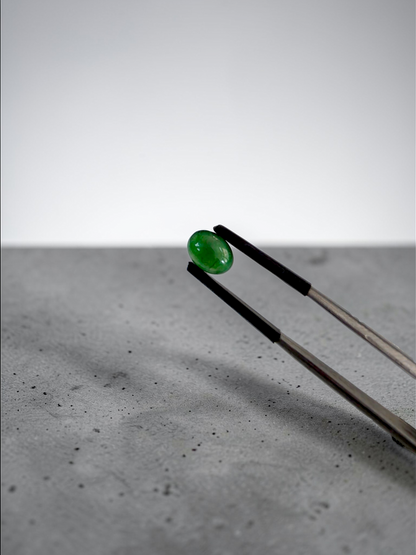 Certified MADE IN JAPAN 1.888 cts. Intense Deep Green Burmese A-Jadeite Oval Cabochon Loose Stone LS32