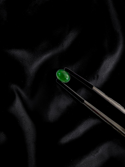 Certified MADE IN JAPAN 1.888 cts. Intense Deep Green Burmese A-Jadeite Oval Cabochon Loose Stone LS32
