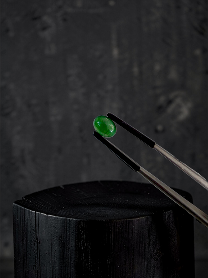 Certified MADE IN JAPAN 1.888 cts. Intense Deep Green Burmese A-Jadeite Oval Cabochon Loose Stone LS32