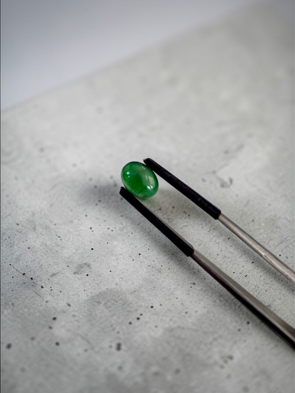Certified MADE IN JAPAN 1.888 cts. Intense Deep Green Burmese A-Jadeite Oval Cabochon Loose Stone LS32