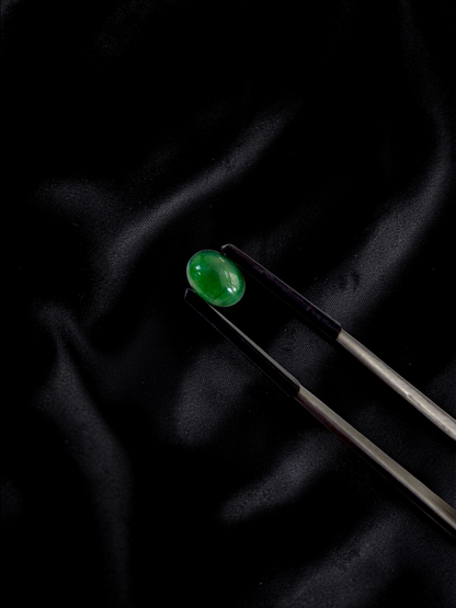 Certified MADE IN JAPAN 1.888 cts. Intense Deep Green Burmese A-Jadeite Oval Cabochon Loose Stone LS32