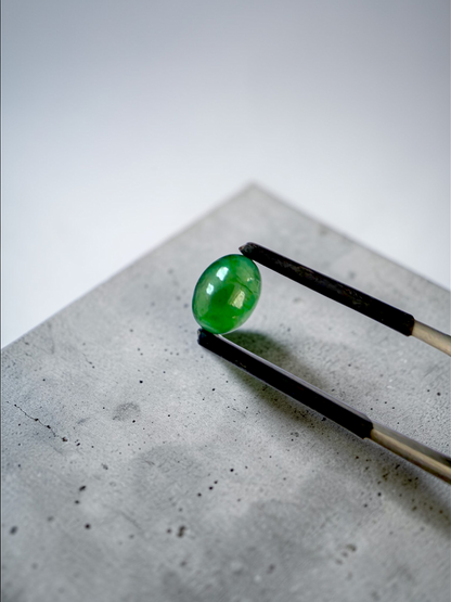 Certified MADE IN JAPAN 1.888 cts. Intense Deep Green Burmese A-Jadeite Oval Cabochon Loose Stone LS32