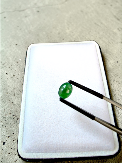 Certified MADE IN JAPAN 1.888 cts. Intense Deep Green Burmese A-Jadeite Oval Cabochon Loose Stone LS32