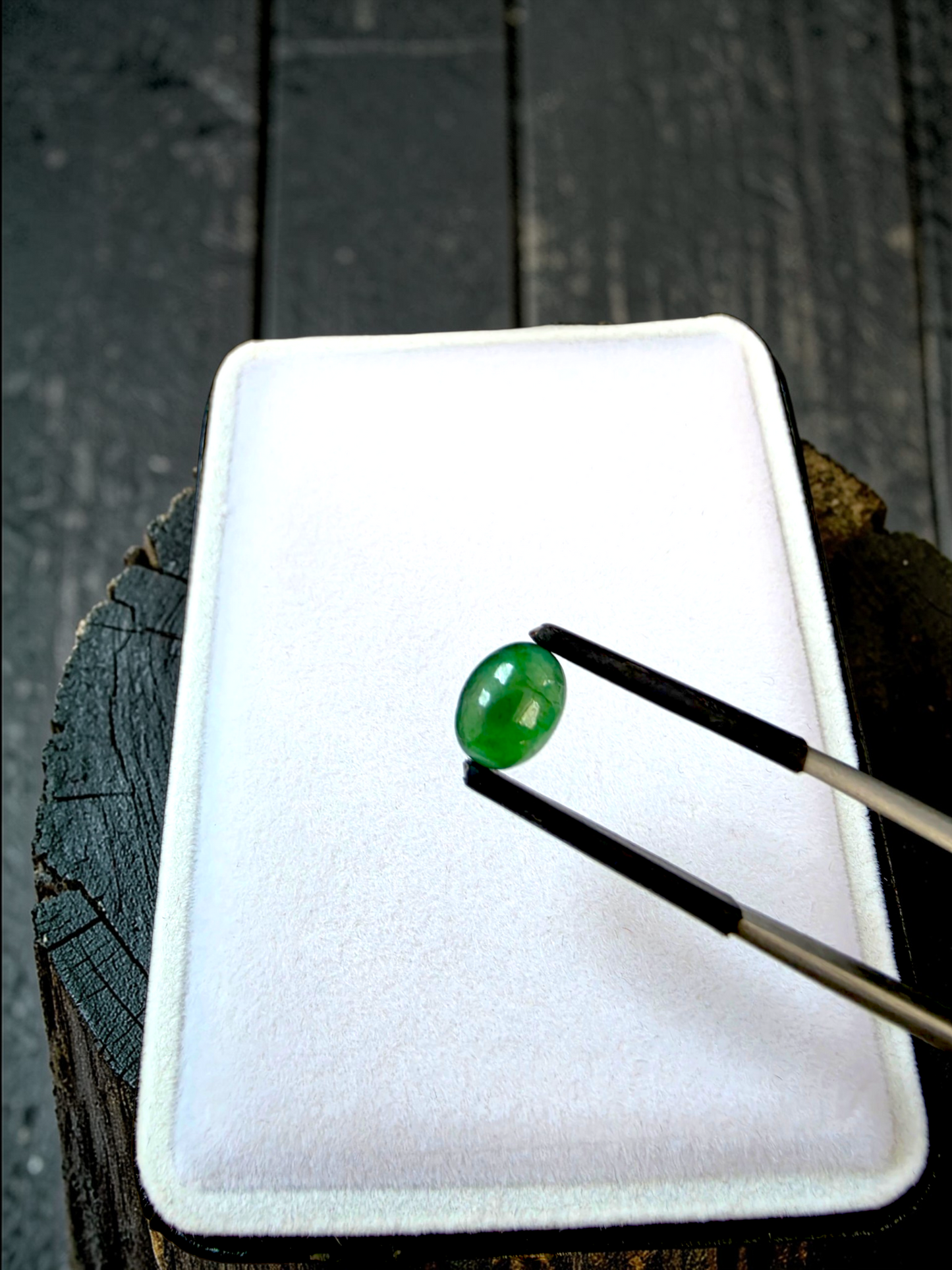 Certified MADE IN JAPAN 1.888 cts. Intense Deep Green Burmese A-Jadeite Oval Cabochon Loose Stone LS32