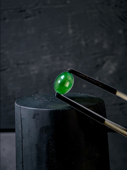 Certified MADE IN JAPAN 1.888 cts. Intense Deep Green Burmese A-Jadeite Oval Cabochon Loose Stone LS32