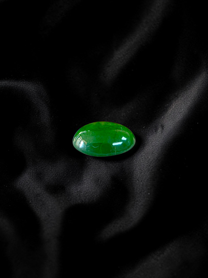 Certified MADE IN JAPAN 1.888 cts. Intense Deep Green Burmese A-Jadeite Oval Cabochon Loose Stone LS32