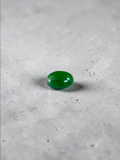 Certified MADE IN JAPAN 1.888 cts. Intense Deep Green Burmese A-Jadeite Oval Cabochon Loose Stone LS32