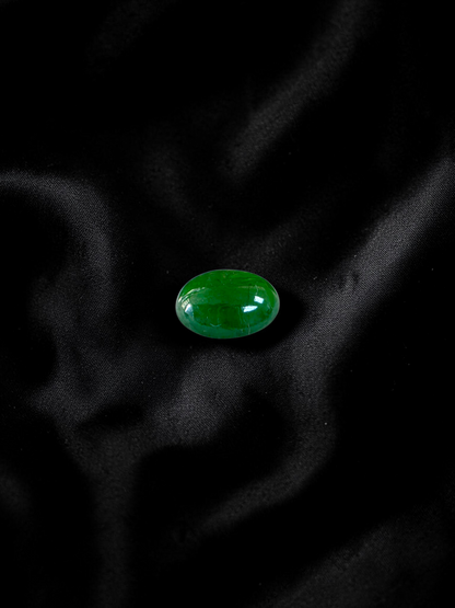 Certified MADE IN JAPAN 1.888 cts. Intense Deep Green Burmese A-Jadeite Oval Cabochon Loose Stone LS32