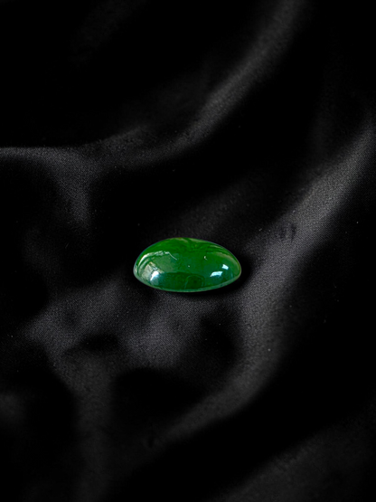 Certified MADE IN JAPAN 1.888 cts. Intense Deep Green Burmese A-Jadeite Oval Cabochon Loose Stone LS32