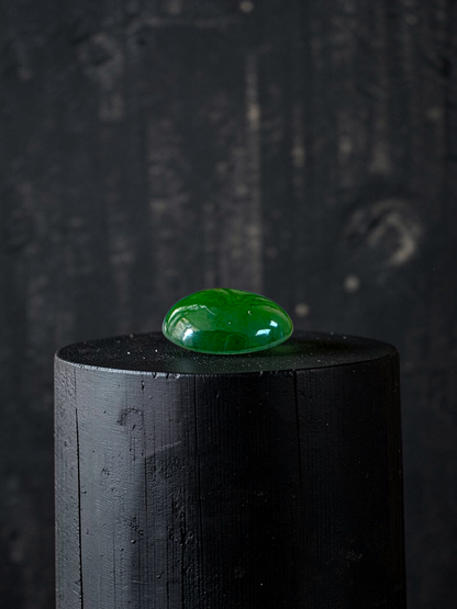 Certified MADE IN JAPAN 1.888 cts. Intense Deep Green Burmese A-Jadeite Oval Cabochon Loose Stone LS32
