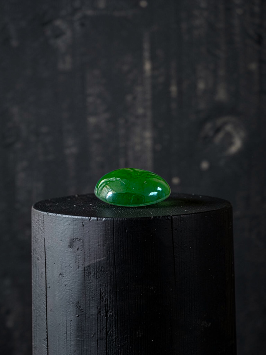 Certified MADE IN JAPAN 1.888 cts. Intense Deep Green Burmese A-Jadeite Oval Cabochon Loose Stone LS32