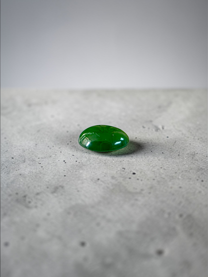 Certified MADE IN JAPAN 1.888 cts. Intense Deep Green Burmese A-Jadeite Oval Cabochon Loose Stone LS32
