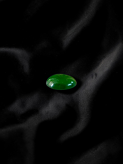 Certified MADE IN JAPAN 1.888 cts. Intense Deep Green Burmese A-Jadeite Oval Cabochon Loose Stone LS32