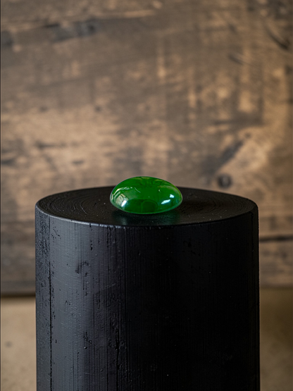 Certified MADE IN JAPAN 1.888 cts. Intense Deep Green Burmese A-Jadeite Oval Cabochon Loose Stone LS32