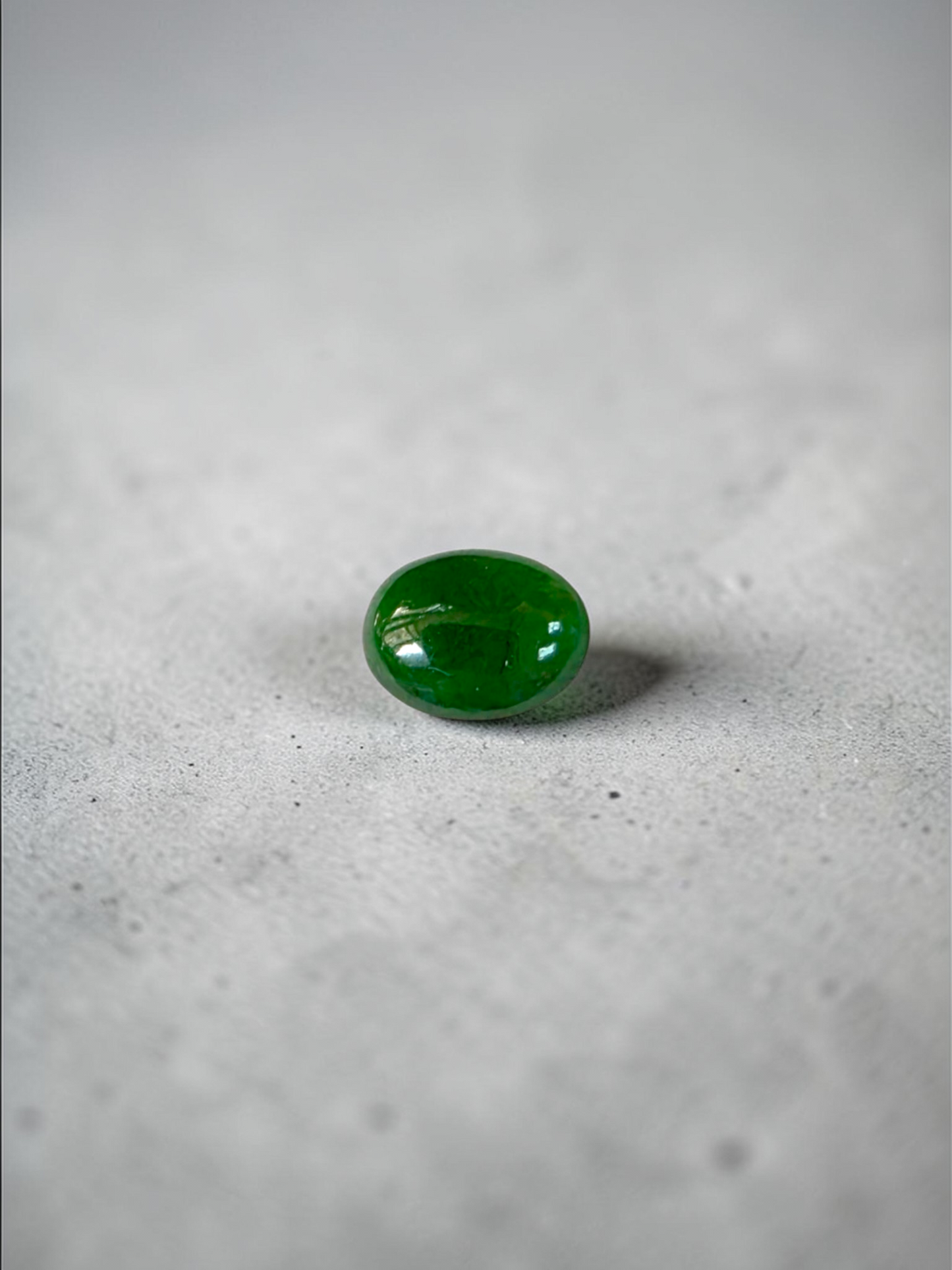 Certified MADE IN JAPAN 1.888 cts. Intense Deep Green Burmese A-Jadeite Oval Cabochon Loose Stone LS32