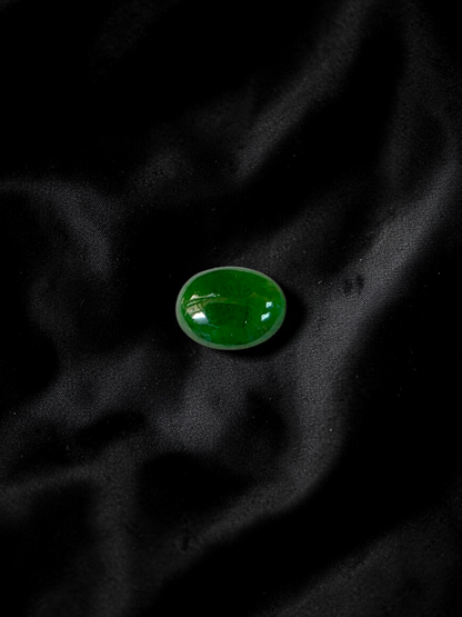 Certified MADE IN JAPAN 1.888 cts. Intense Deep Green Burmese A-Jadeite Oval Cabochon Loose Stone LS32