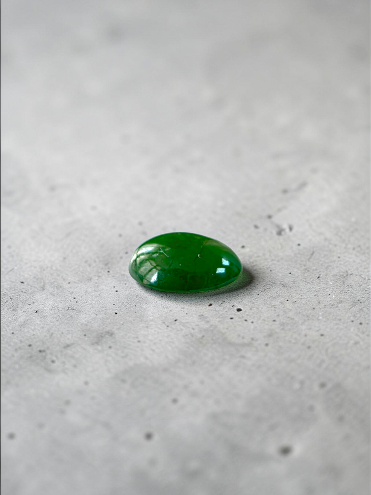 Certified MADE IN JAPAN 1.888 cts. Intense Deep Green Burmese A-Jadeite Oval Cabochon Loose Stone LS32