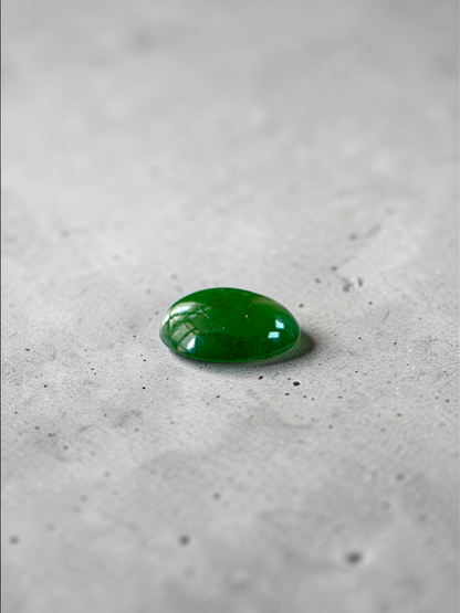 Certified MADE IN JAPAN 1.888 cts. Intense Deep Green Burmese A-Jadeite Oval Cabochon Loose Stone LS32