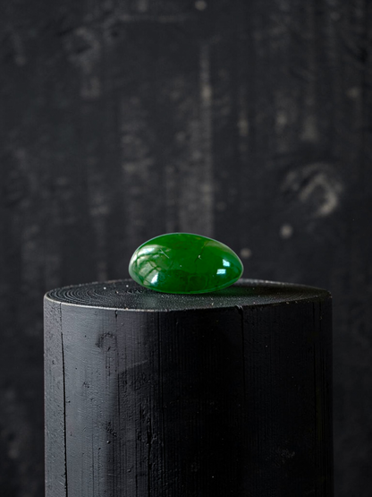 Certified MADE IN JAPAN 1.888 cts. Intense Deep Green Burmese A-Jadeite Oval Cabochon Loose Stone LS32