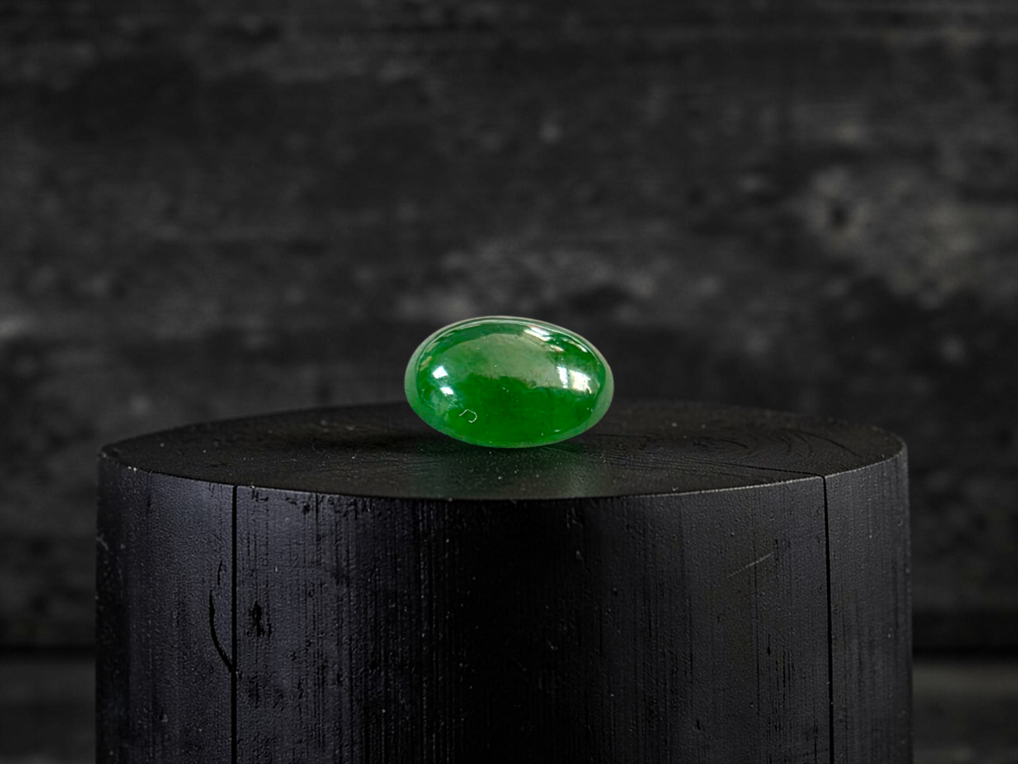 Certified MADE IN JAPAN 1.888 cts. Intense Deep Green Burmese A-Jadeite Oval Cabochon Loose Stone LS32