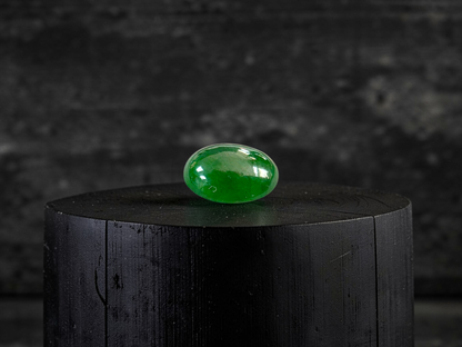 Certified MADE IN JAPAN 1.888 cts. Intense Deep Green Burmese A-Jadeite Oval Cabochon Loose Stone LS32