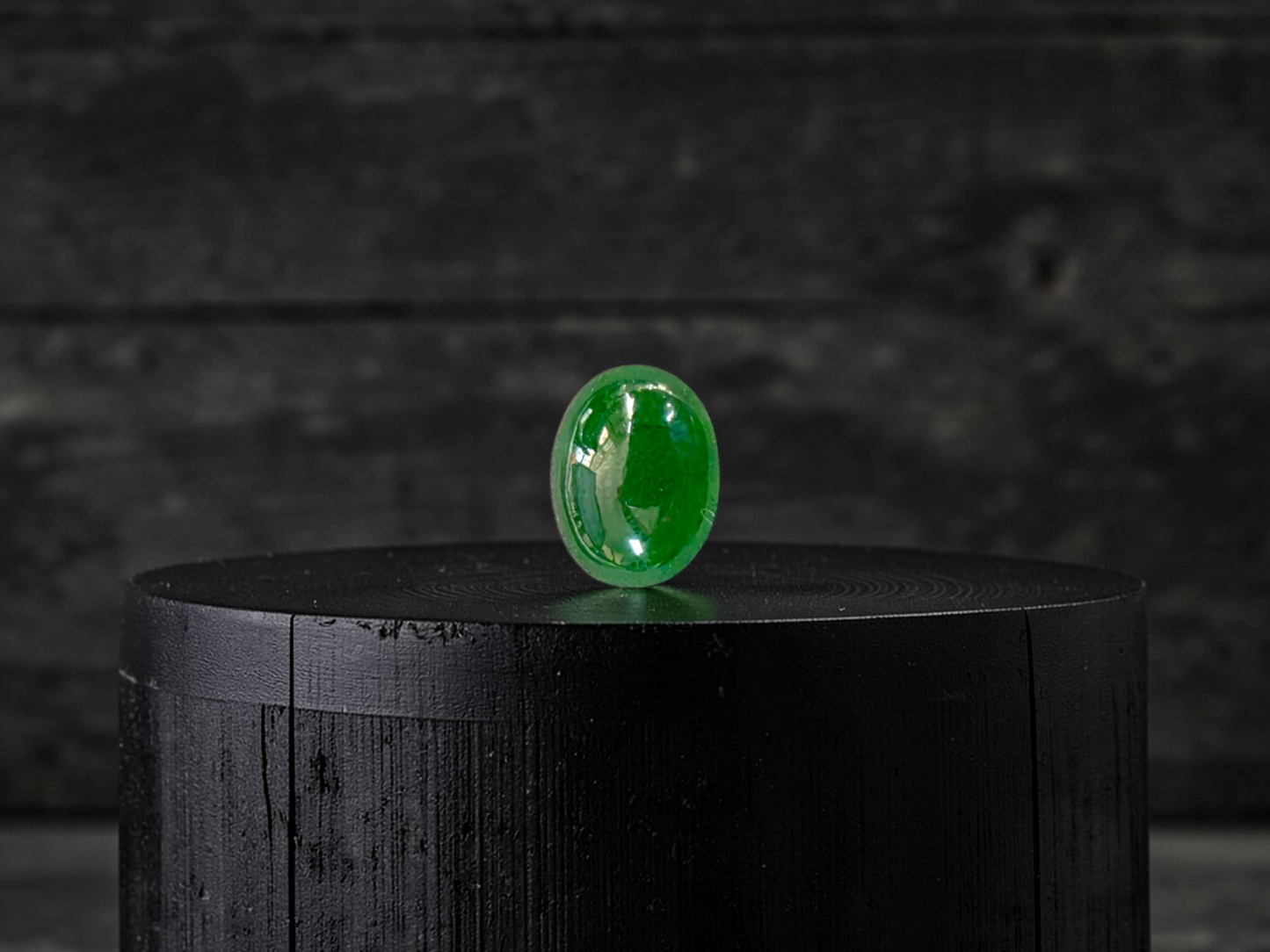 Certified MADE IN JAPAN 1.888 cts. Intense Deep Green Burmese A-Jadeite Oval Cabochon Loose Stone LS32