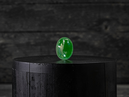 Certified MADE IN JAPAN 1.888 cts. Intense Deep Green Burmese A-Jadeite Oval Cabochon Loose Stone LS32